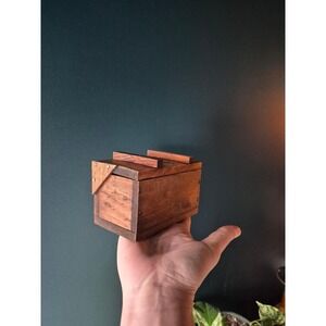 Vintage Rustic Wood Box Small Stash Trinket Hinged Lid Handmade Primitive